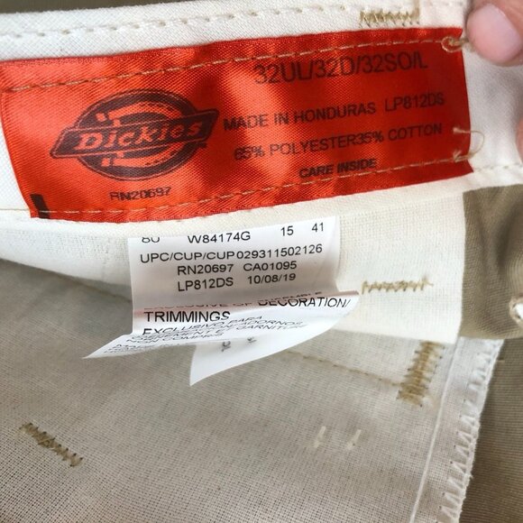 NWT Dickies Mens Work Pants Size 32UL Straight Relaxed Classic Khaki Chino Tan - Picture 7 of 15